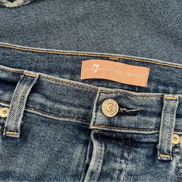 7 For All Mankind Luxe Vintage Sequin Cuff Cropped Boyfriend Jeans Size 30 - Picture 7 of 11